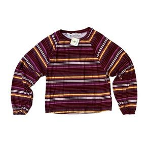 NWT Angela Striped Balloon Sleeve Top S
